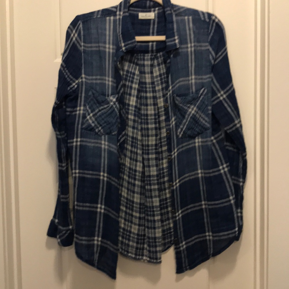 Blue plaid button down